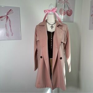 Abercrombie & Fitch Baby‎ Pink Blush Trench Coat Y2K Vtg Womens Size Medium